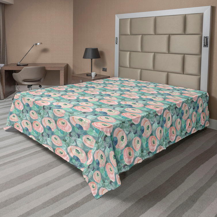 Ambesonne, drap plat floral pivoines, art botanique printanier
