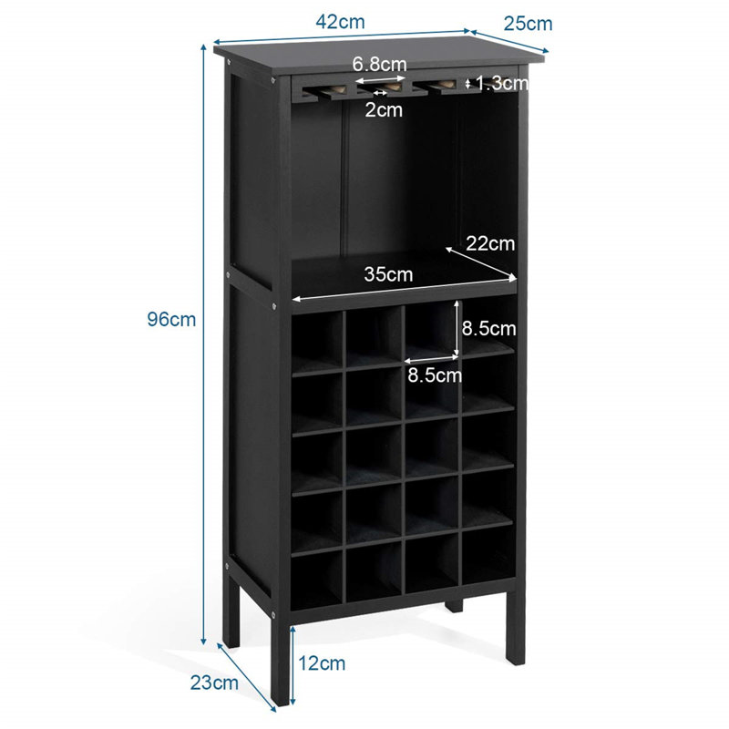 Agurne 20 Bottle Wine Bottle & Glass Rack, Black