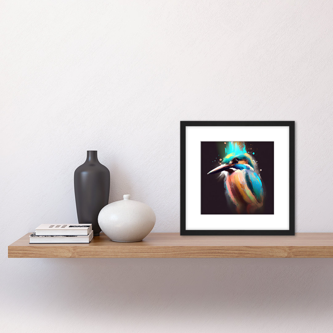 Kingfisher Watercolour Teal Turquoise Bird - Single Picture Frame Painting