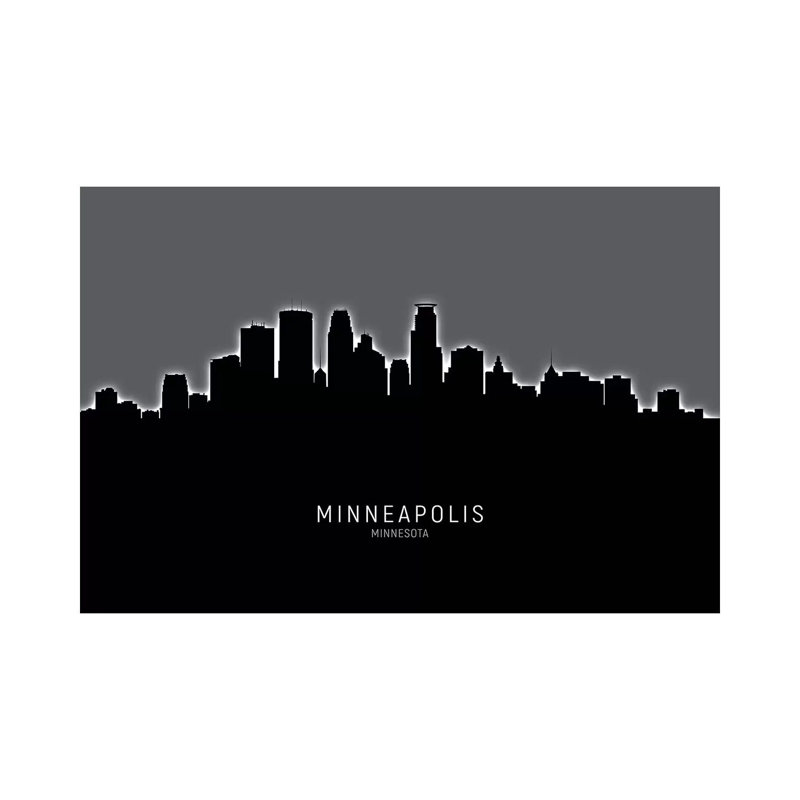 Minneapolis Minnesota Skyline by Michael Tompsett - 1 Piece Wrapped Canvas Wall Art, 66.04 cm H x 45.72 cm W x 1.91 cm D