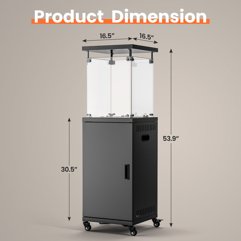 Black Standing Propane Patio Heater with Wheels