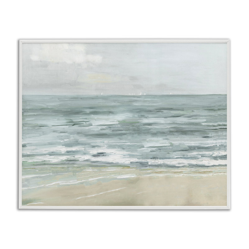 «Giclee Art» par Sally Swatland, H 11 po x l 14 po, Giclée encadrée blanc bord de mer
