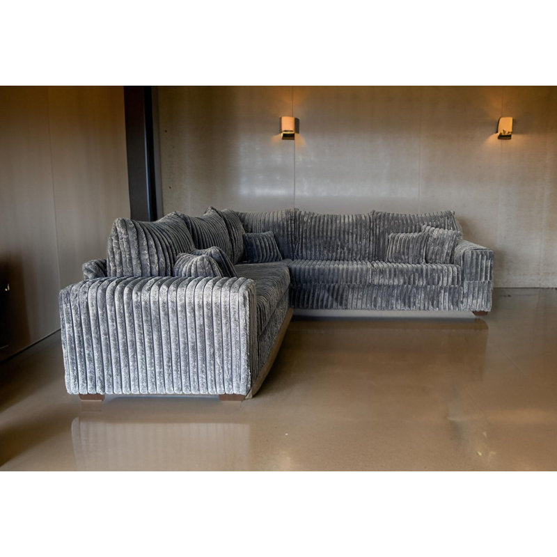 Canapé modulaire S345 Crespi, Velours côtelé noir, Noir, noir, noir, noir