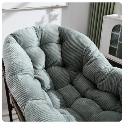 Chaise berçante intérieure et extérieure surdimensionnée en osier avec structure en métal et coussin moelleux