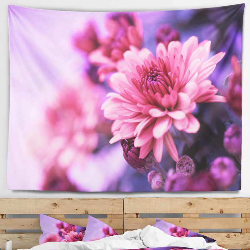 Tapisserie chrysanthemum d’automne floral coloré, H 50 po x l 60 po