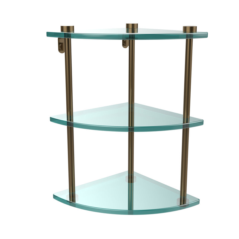 Gober 3 Piece Triangle Corner Shelf, Brushed Bronze
