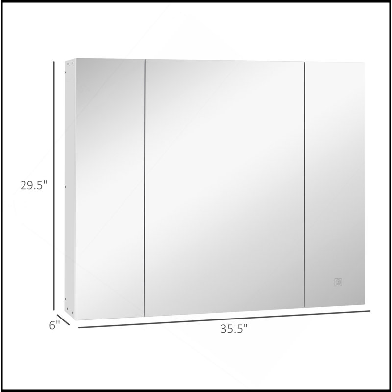 Versatileled Medicine Cabinet, 35.5 X 29.5" Wall-Mounted Bathroom Vanity Mirror Organizer With Dimmer Touch Switch, Three Doors, And USB Charged, White