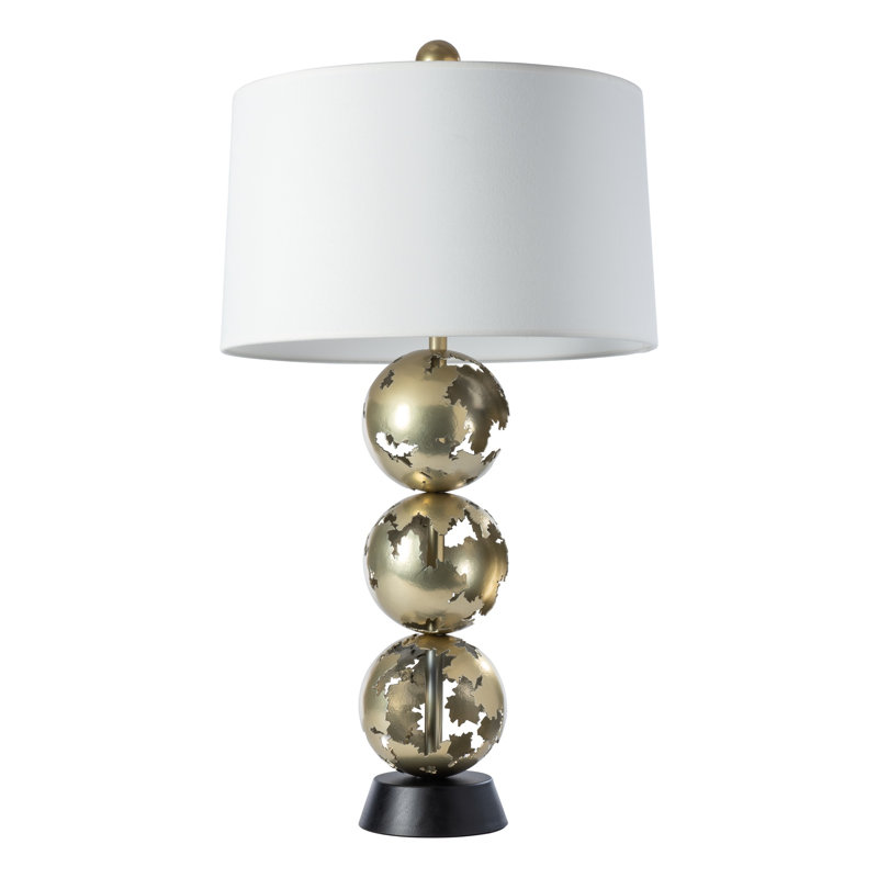 Pangea Tall Table Lamp, White, Modern Brass