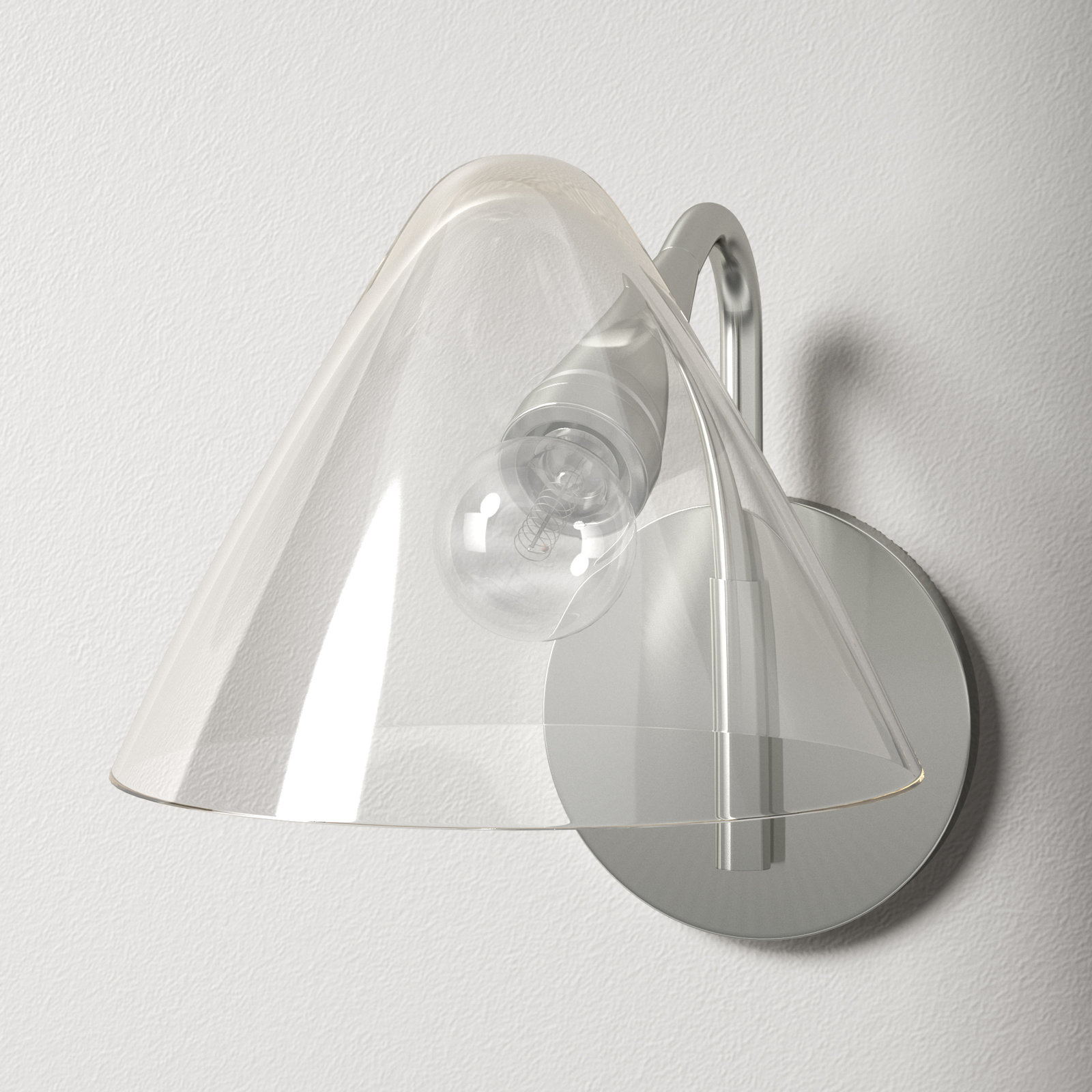 Kilby Single Light Glass Dimmable Armed Sconce, Polished Nickel