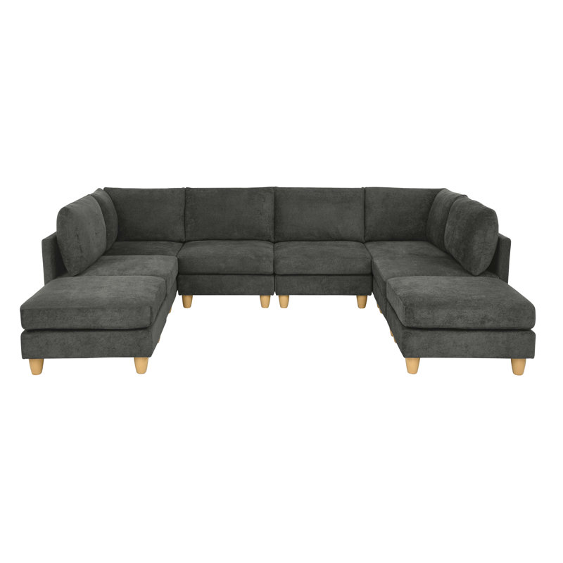 Canapé modulaire Boatwright, Mélange de polyester gris foncé
