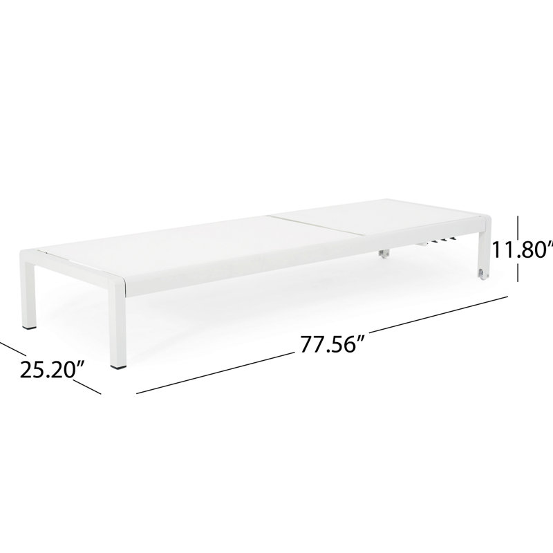 Caggiano Outdoor Metal Chaise Lounge, White, 1