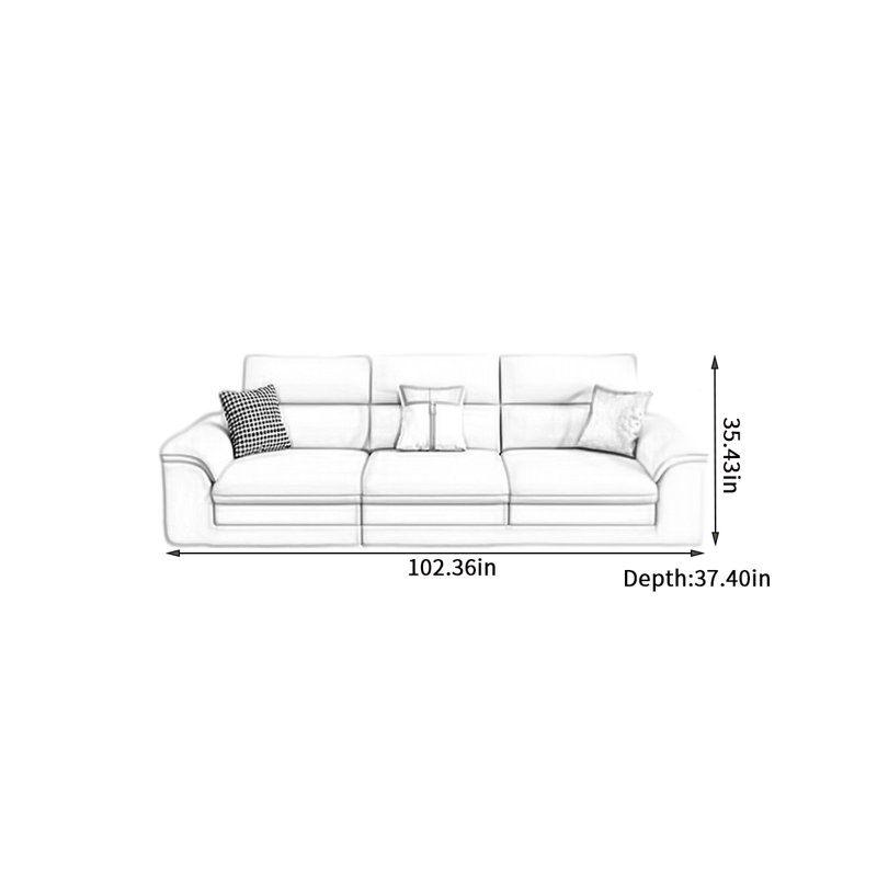 Modern simple comfortable row sofa, 35.42" H x 102.36" W x 37.4" D