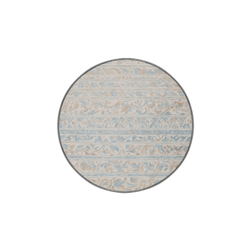 Machine Washable Gray Area Rug, Round 3'