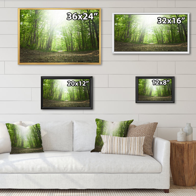 Printemps vert forêt - reproduction encadrée sur toile, H 8 po x l 12 po x P 1 po, Cadre flottant doré