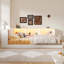 Grand lit de jour en bois avec tablettes de rangement, USB et DEL-1315245688-1315245690-1315245692