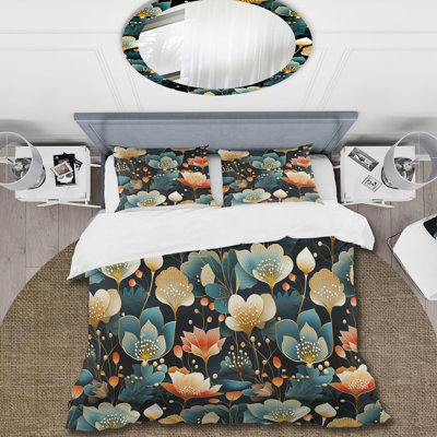 Ensemble de housse de couette 1950S Miami Deco Petal Splendor I - Botanical