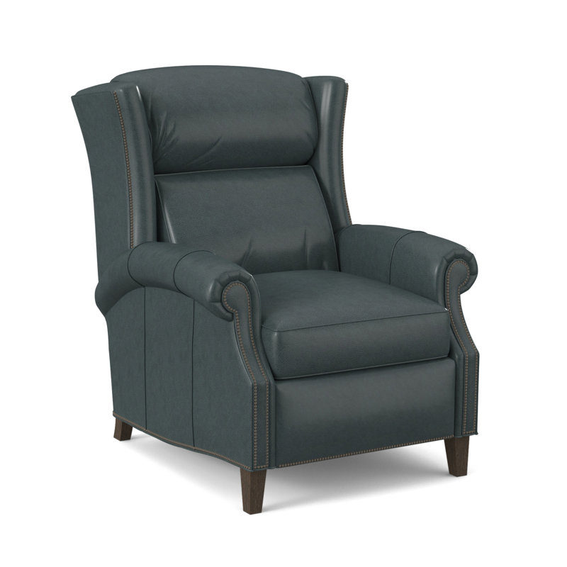 Broderick Recliner, #9 Gunmetal, Rio Mineral Genuine Leather, Cobblestone