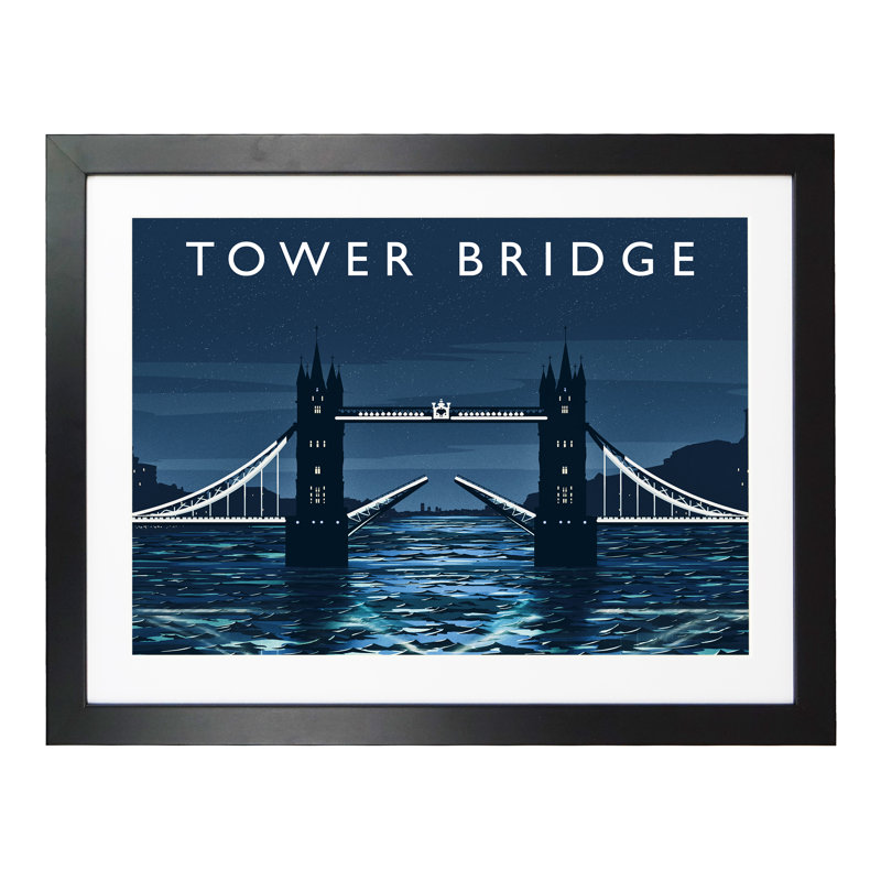 Tower Bridge - Print, 30cm H x 40cm W x 3cm D, Black Framed