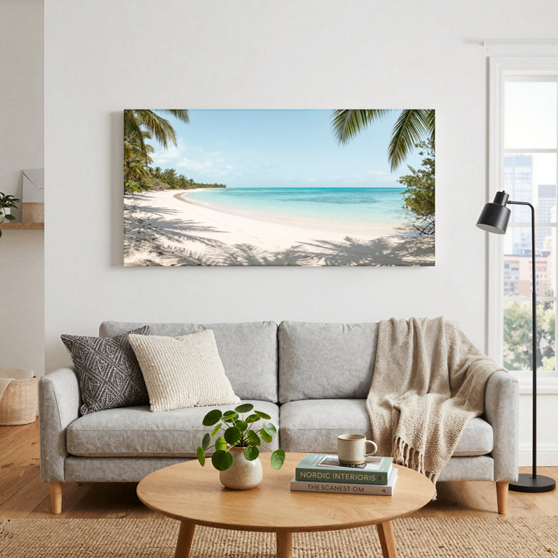 Ensemble de 1 tableau sur toile « Plage tropicale », 58“W x 28”H, Toile tendue