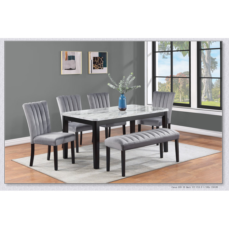 1pc   Bench Dining Room Velvet Fabric Upholstery Kitchen Dining Wooden Furniture