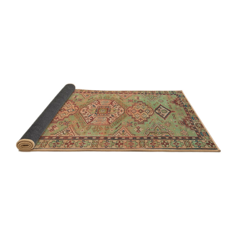 Tapis à motif géométrique Bouth / noir / bleu Boutant, Rond 8 pi