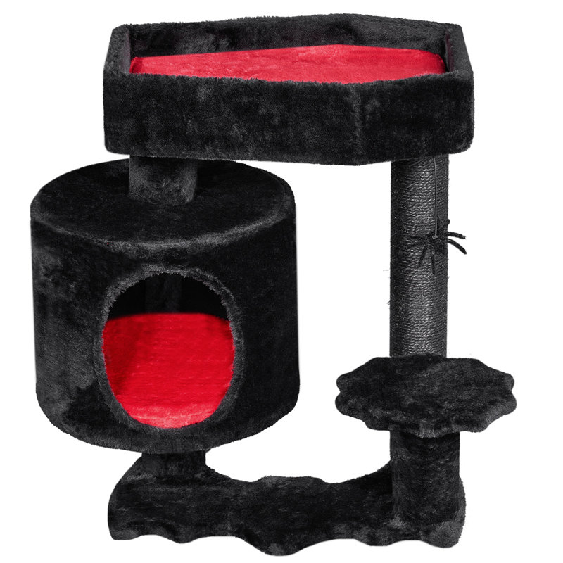 Small Gothic Black and Red Cat Tree with Coffin Bed