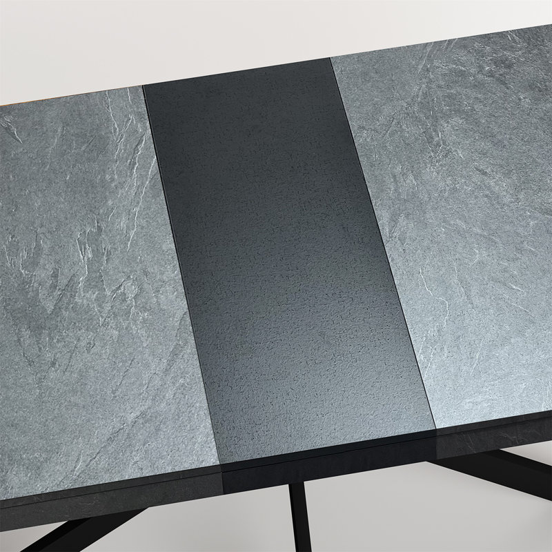 55.11" -70.86"Retro Rectangular Stretch Dining Table, Dark Gray/Light Gray