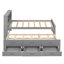 Lit plateforme simple avec tête de lit, ports USB, 3 tiroirs et lit gigogne simple, gris-168542413-168542412