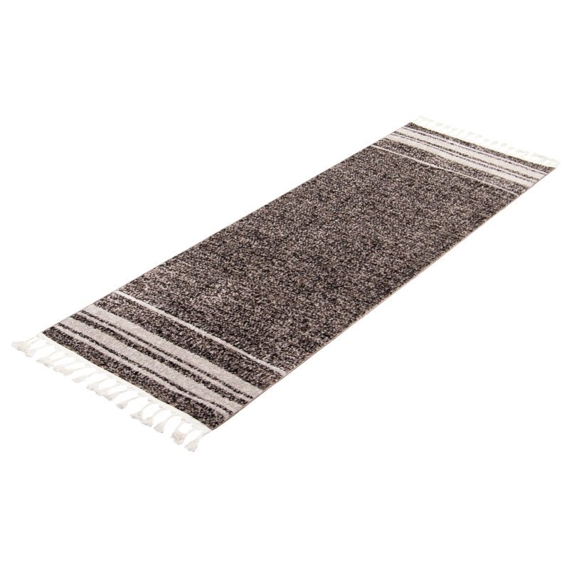 Tapis taupe / noir Whittney Earth, Tapis de couloir 2 pi 7 po x 8 pi 4 po