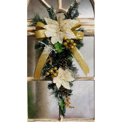 Faux Poinsettia Swag