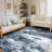 Machine-washable, foldable, soft short-pile printed rug Modern abstract oil painting design in deep blue Suitable for living rooms, bedrooms, studies, and hotels Indoor carpet-1452749246