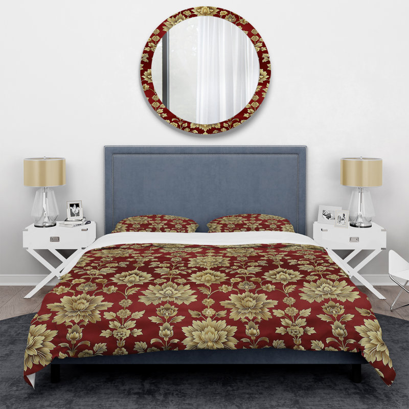 Ensemble de housse de couette Red Gold Damask Beauty II - Tiles, Housse de couette très grand et 2 très grandes t
