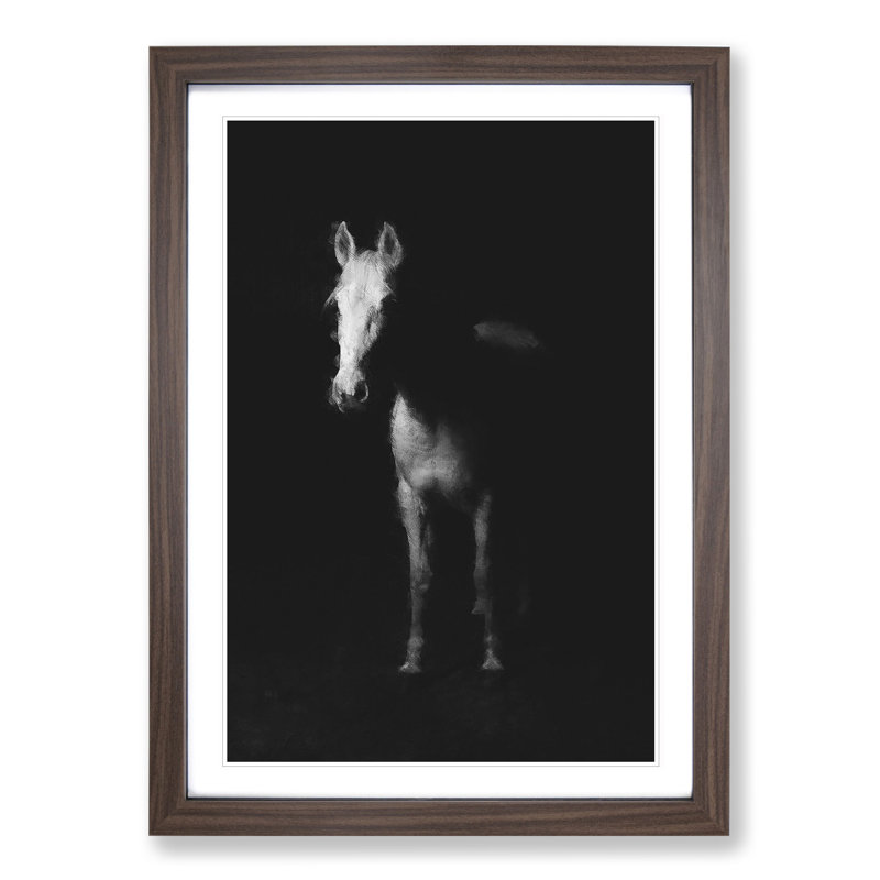 White Horse Vol.2 Painting - Picture Frame Graphic Art, Walnut, 65cm H x 48cm W x 2cm D