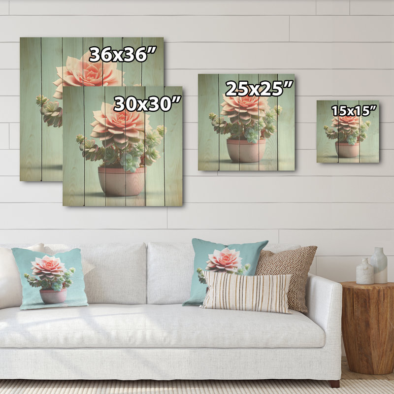 Blooming Botanical Medley - Plantes, art sur bois de pin naturel, H 30 po x l 30 po