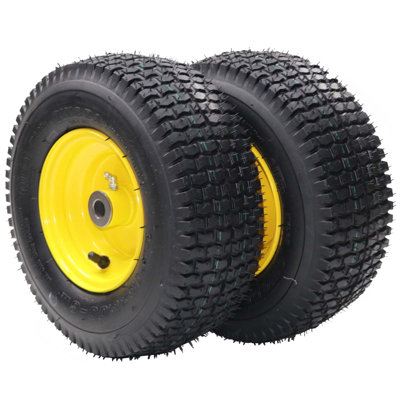 Heavy-Duty Turf Tires for Lawn Mowers，Set of 2，4 Ply Tubeless，565 lbs Capacity，3" Hub，Size：15x6.00-6