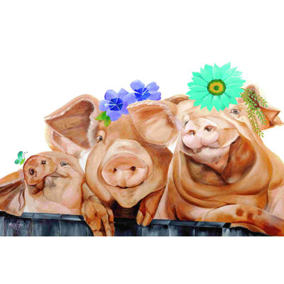 " Floral Pig Trio " by Diane Fifer