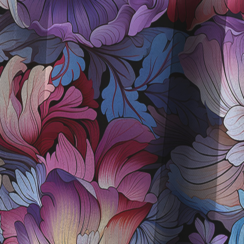 Miroir floral motif tropical III - Rideau floral - Rideau occultant floral - 1 panneau, L 52 po x L 108 po