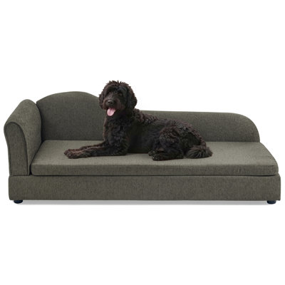 Oversized Pet Sofa For Medium/Large Dogs - Modern Irregular Wave Backrest, Single Armrest, Premium Breathable Linen Fabric, Soft Cushion & Low Plastic Feet