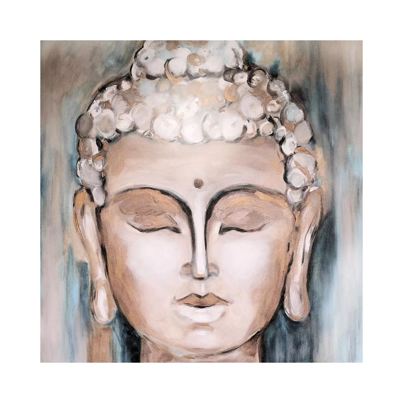 Buddha 1 Piece Painting on Canvas, 45.72cm H x 45.72cm W x 3.81cm D, Wrapped Canvas