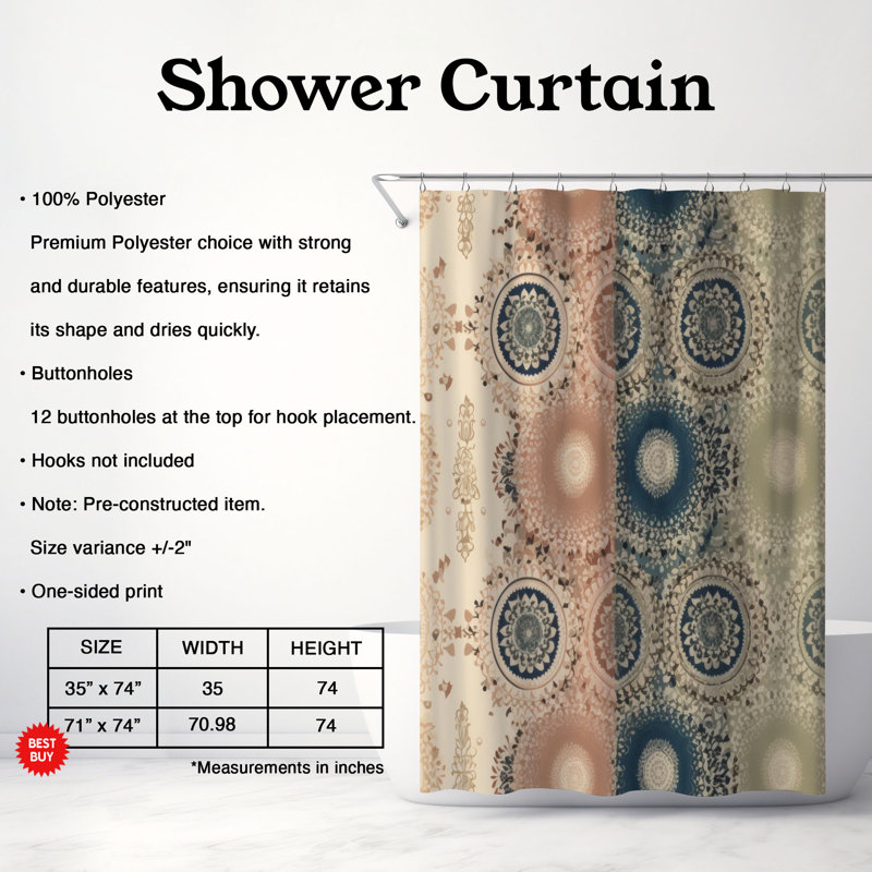 Rideau de douche Boho Fancy - Premium, H 74 po x l 71 po
