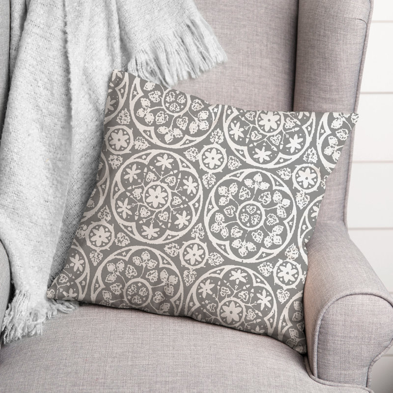 Housse et insert de coussin d'extérieur carré Tile 6, gris, 18 po x 18 po