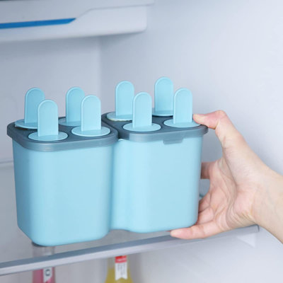 Popsicles Molds, 8 Piece Ice Pop Mold, Reusable Easy Release Ice Cream Mold For Kids, Many Shapes Homemade Popsicle Molds, DIY Popsicle Maker, BPA Free (8 Cavities-Blue)