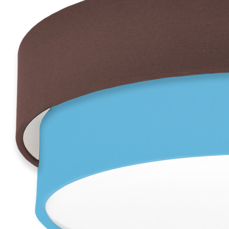 Avory Fabric Flush Mount, Brown / Turquoise