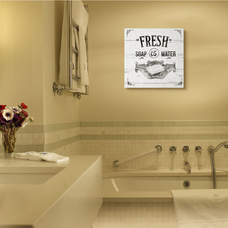 " Fresh Soap Bathroom Rustic Gray ", 24" H x 24" W x 1.5" D, Wrapped Canvas