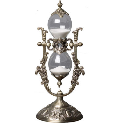 Minuteur de sablier, minuterie de sablier doré en relief de 15 minutes, utilisé pour la décoration de maison rétro, décoration de bureau / bureau, cadeaux de mariage de cuisine