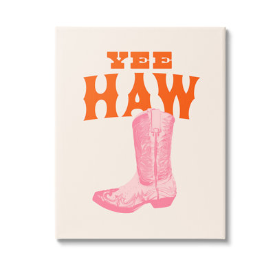 " Yee Haw Cowboy Boot Wrapped Canvas " by Victoria Barnes