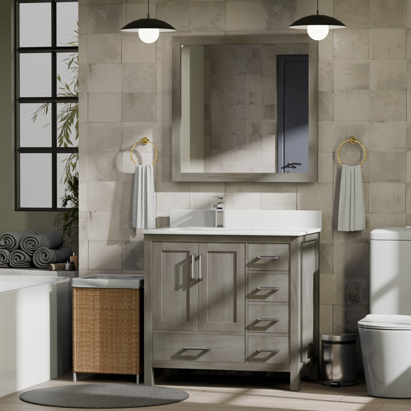 Meuble-lavabo simple Big Sur, Vert, Marbre de culture blanc, 72"