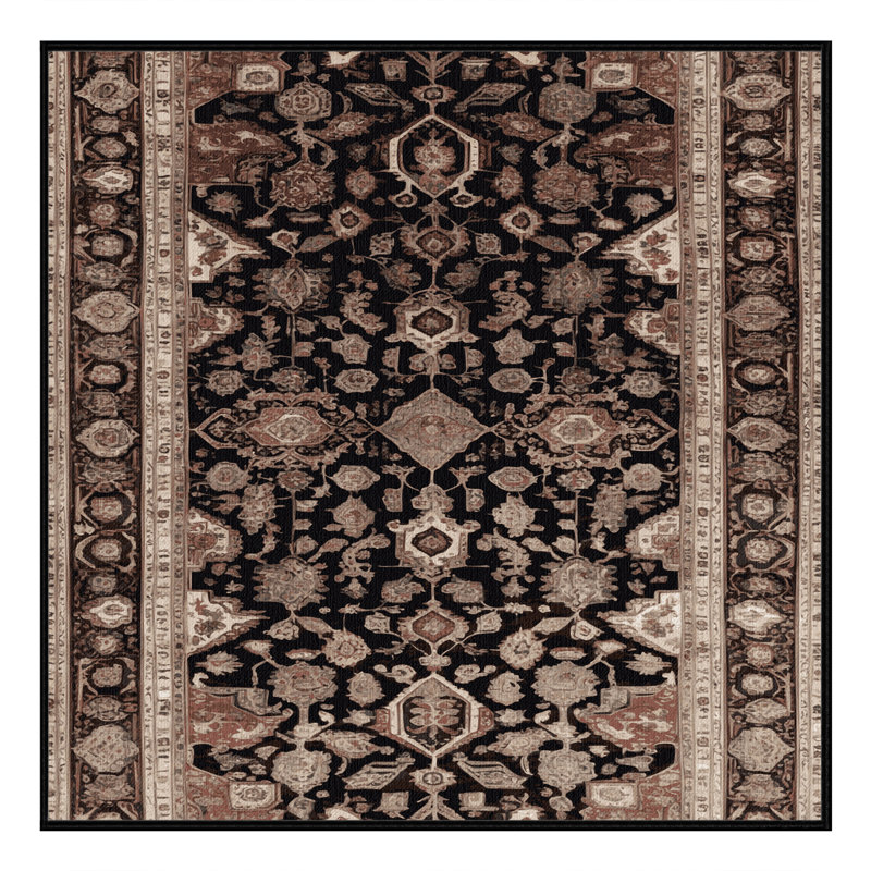 Machine Washable Persian Brown Area Rug, Square 4' x 4'