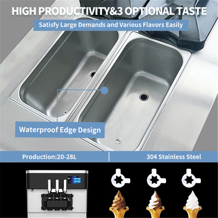 Altairan Soft Serve Ice Cream Maker, 2200W Commercial Soft Ice Cream Machine  With Touch Screen Panel For Restaurant Home Party