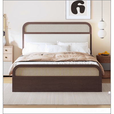 Grand lit plateforme en bois avec lit gigogne, 2 tiroirs et finition espresso élégante pour un rangement et un style améliorés
